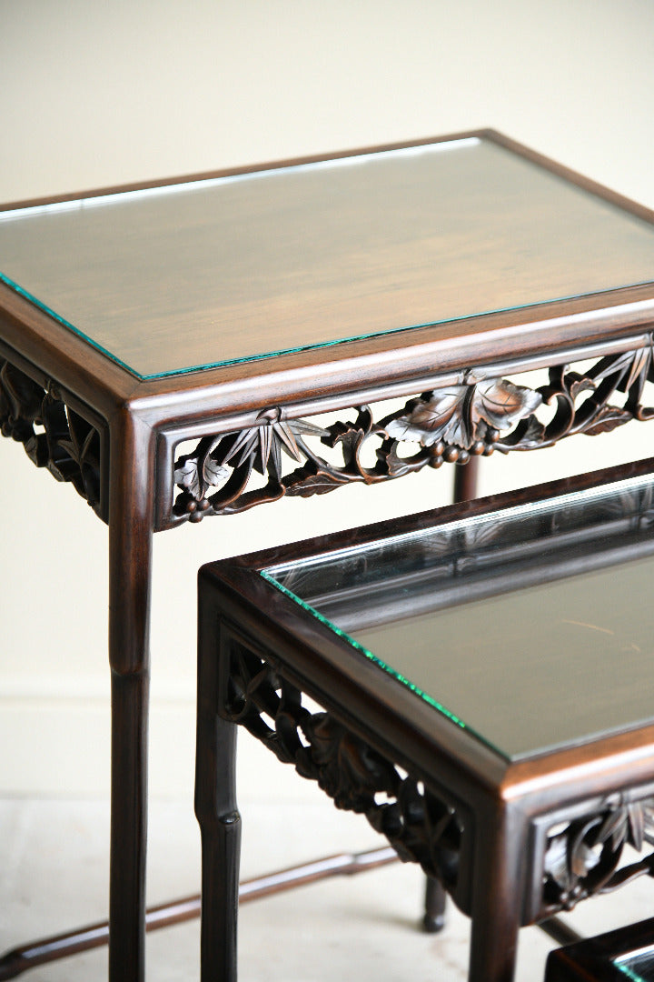 Antique Chinese Carved Hardwood Quartetto Nest of Tables