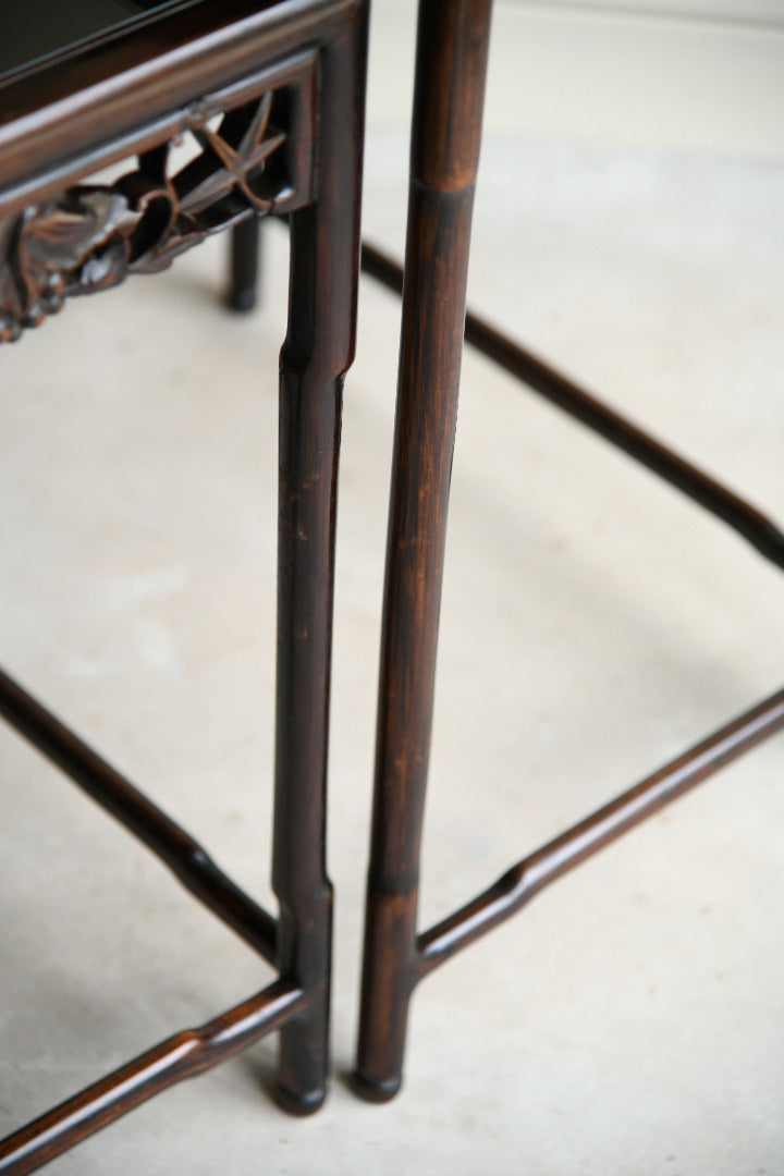 Antique Chinese Carved Hardwood Quartetto Nest of Tables