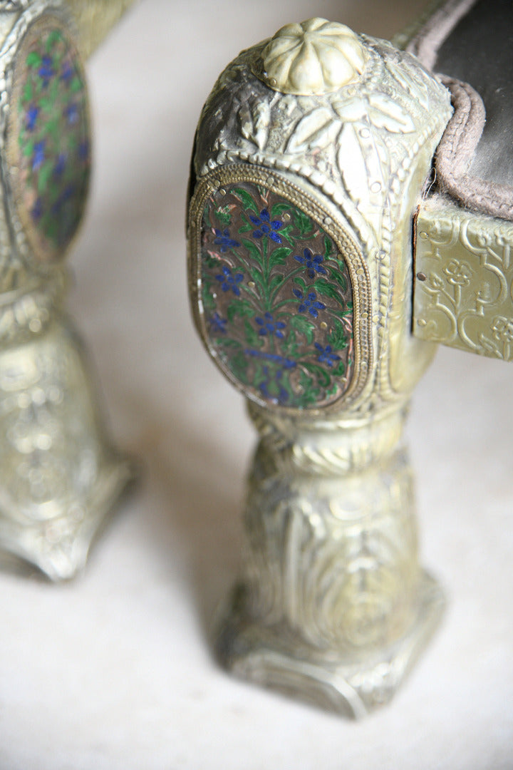 Pair of Vintage Indian Silvered Pidha Chairs