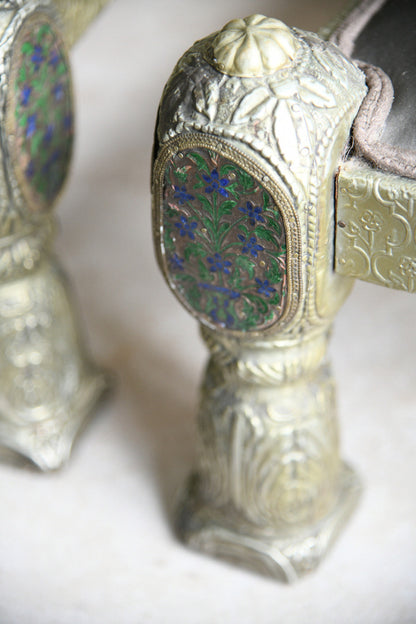 Pair of Vintage Indian Silvered Pidha Chairs