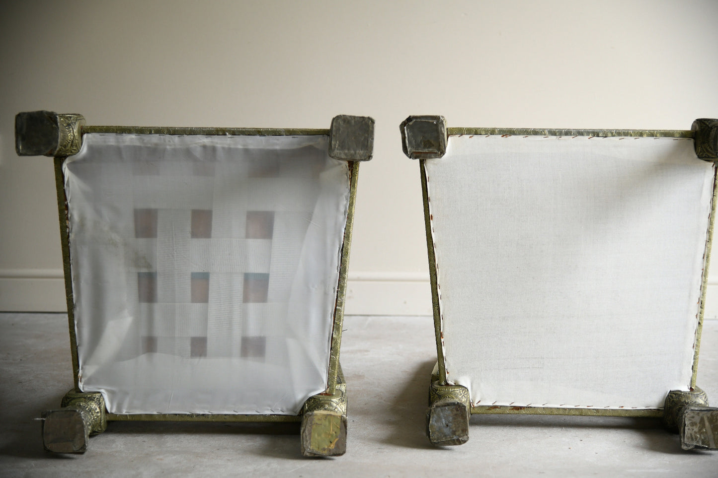 Pair of Vintage Indian Silvered Pidha Chairs