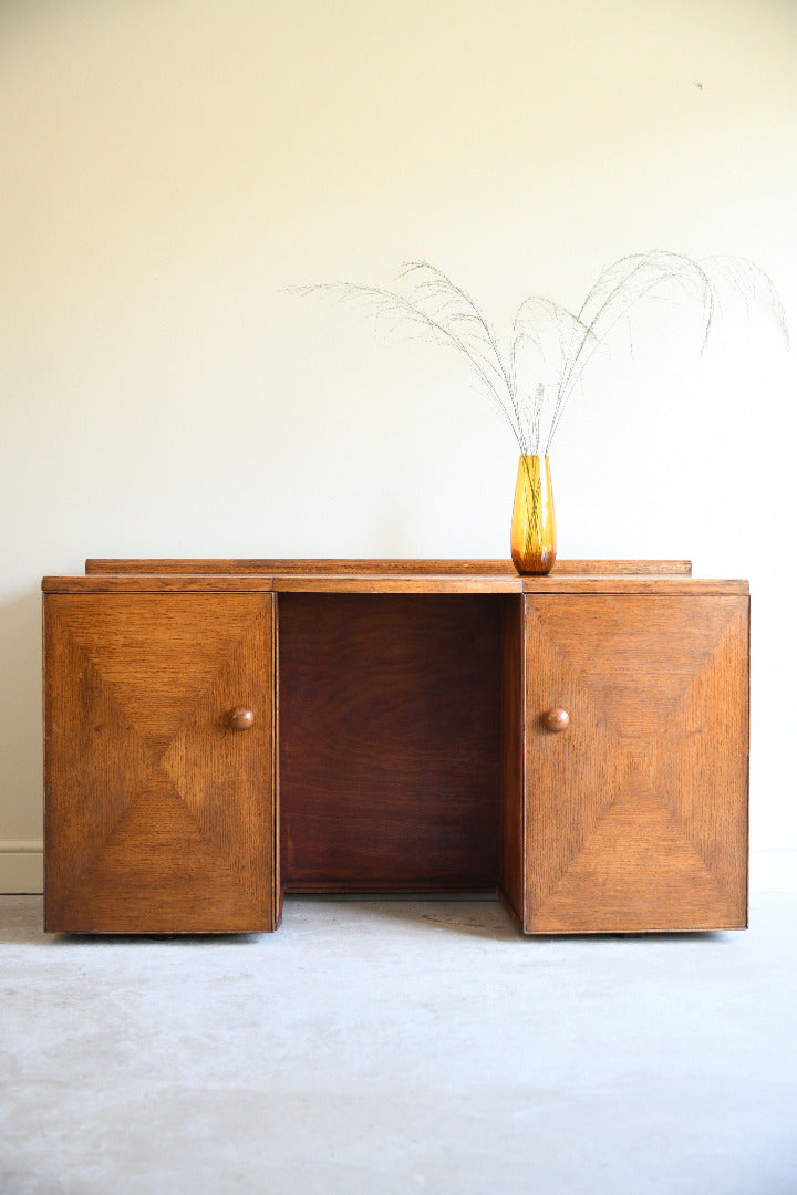 Mid Century Oak Kneehole Dressing Table / Small Desk