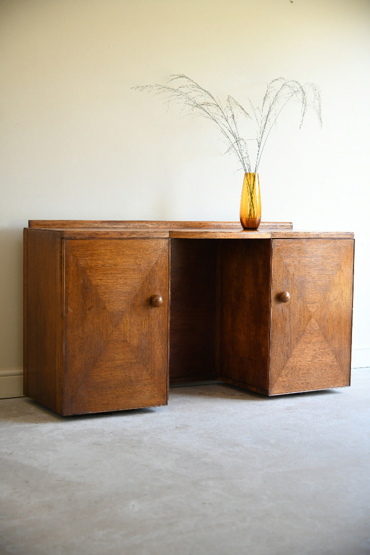 Mid Century Oak Kneehole Dressing Table / Small Desk