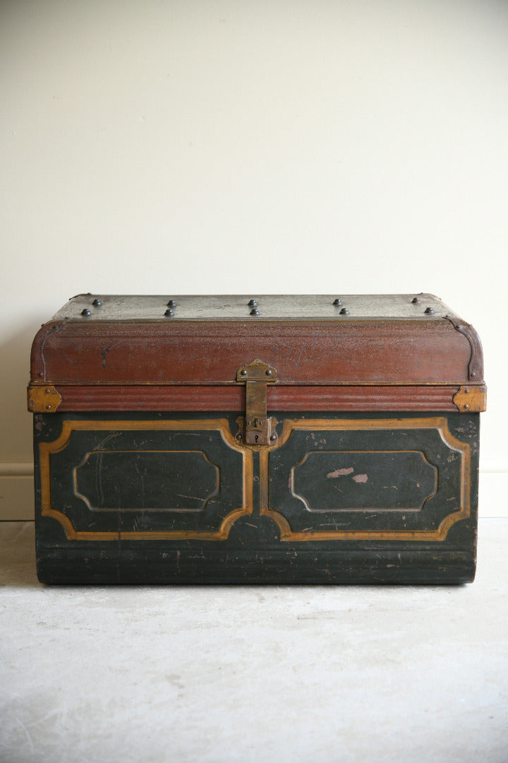 Antique Painted Tin Trunk