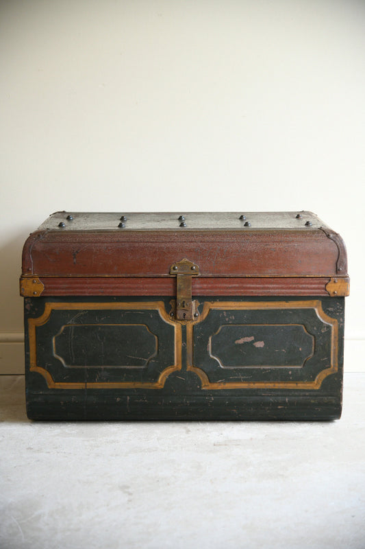 Antique Painted Tin Trunk
