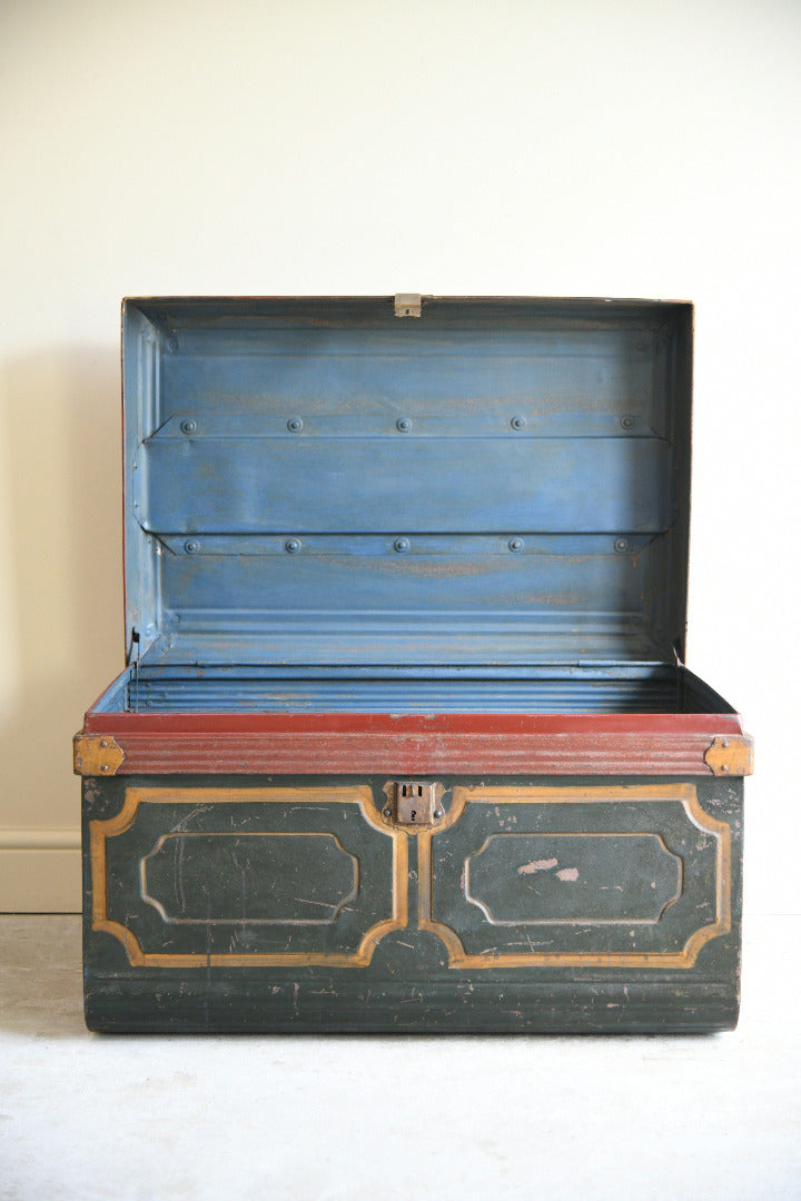 Antique Painted Tin Trunk