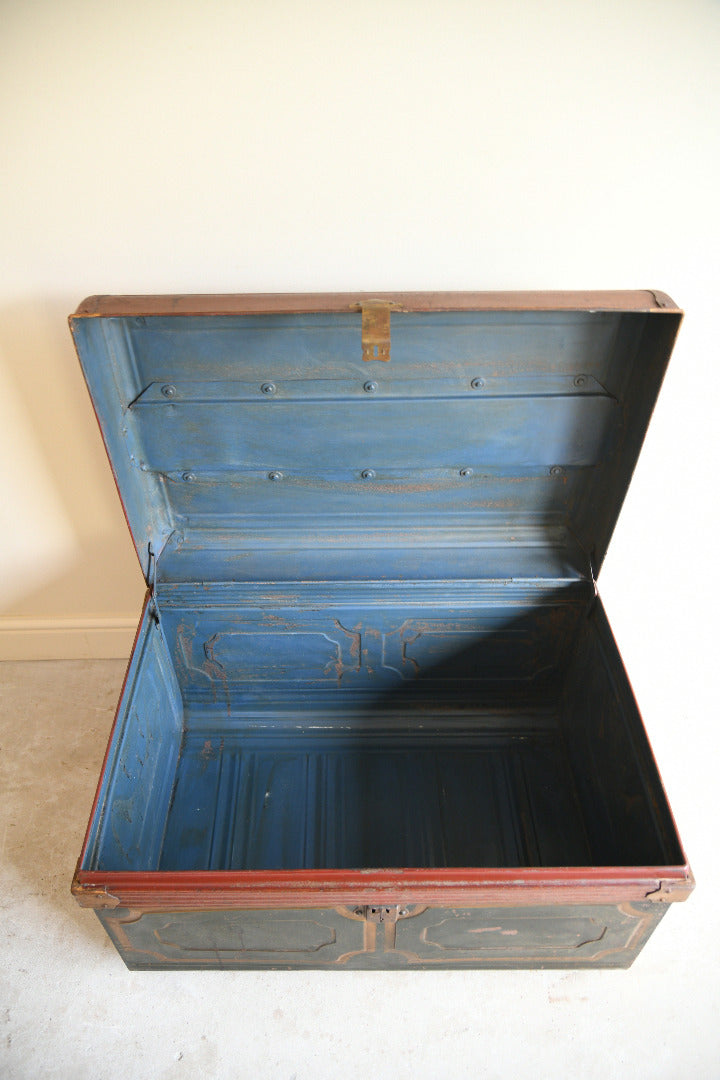 Antique Painted Tin Trunk