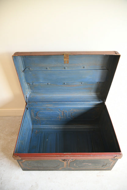Antique Painted Tin Trunk