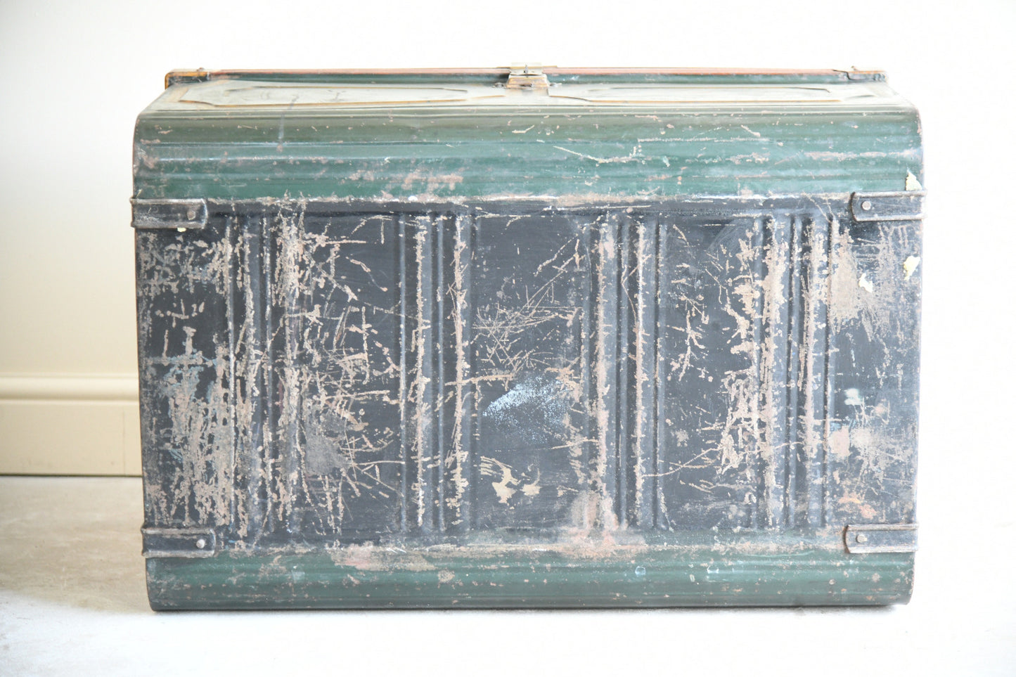 Antique Painted Tin Trunk