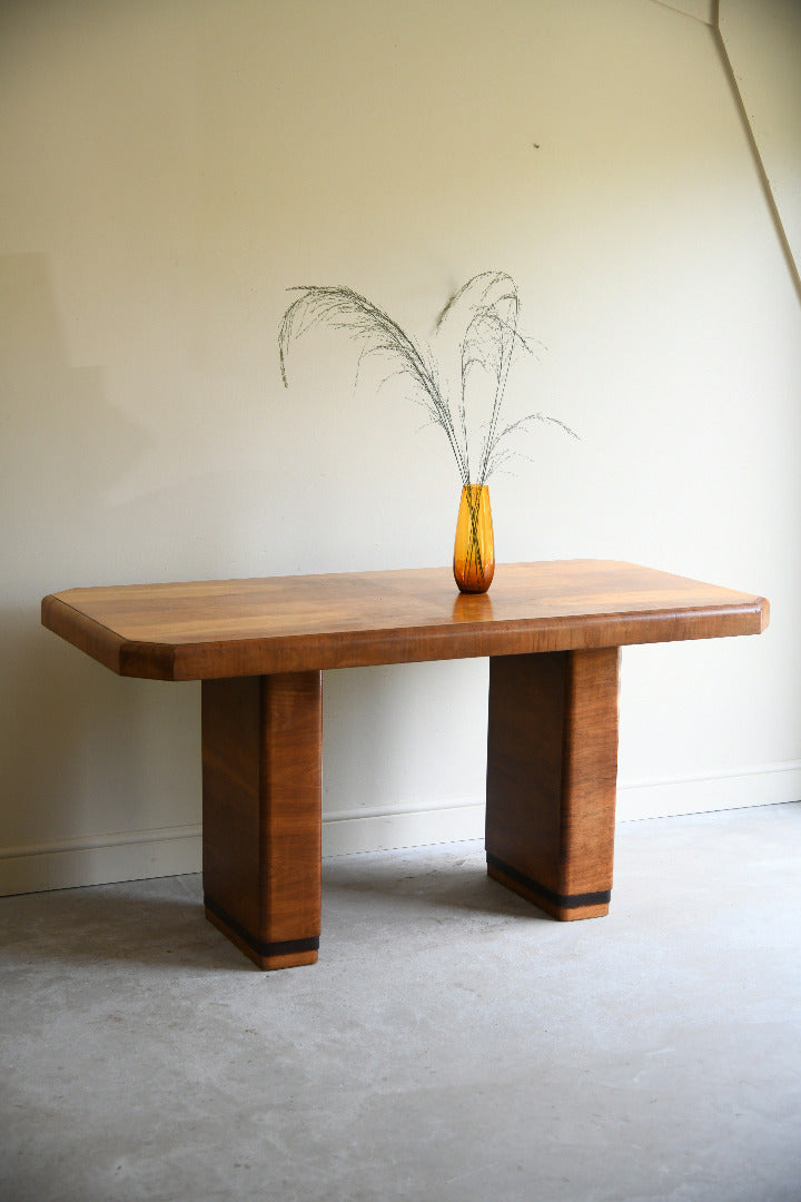 1930s Art Deco Walnut Console Table
