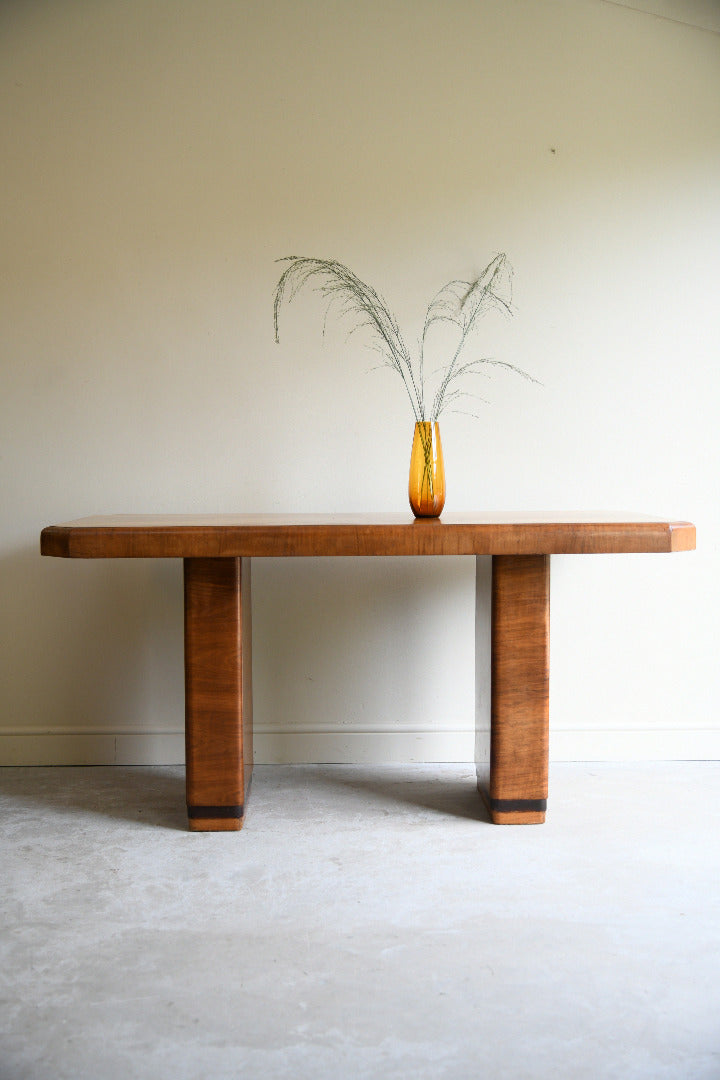 1930s Art Deco Walnut Console Table