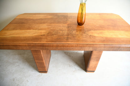 1930s Art Deco Walnut Console Table