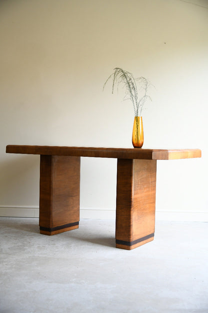 1930s Art Deco Walnut Console Table