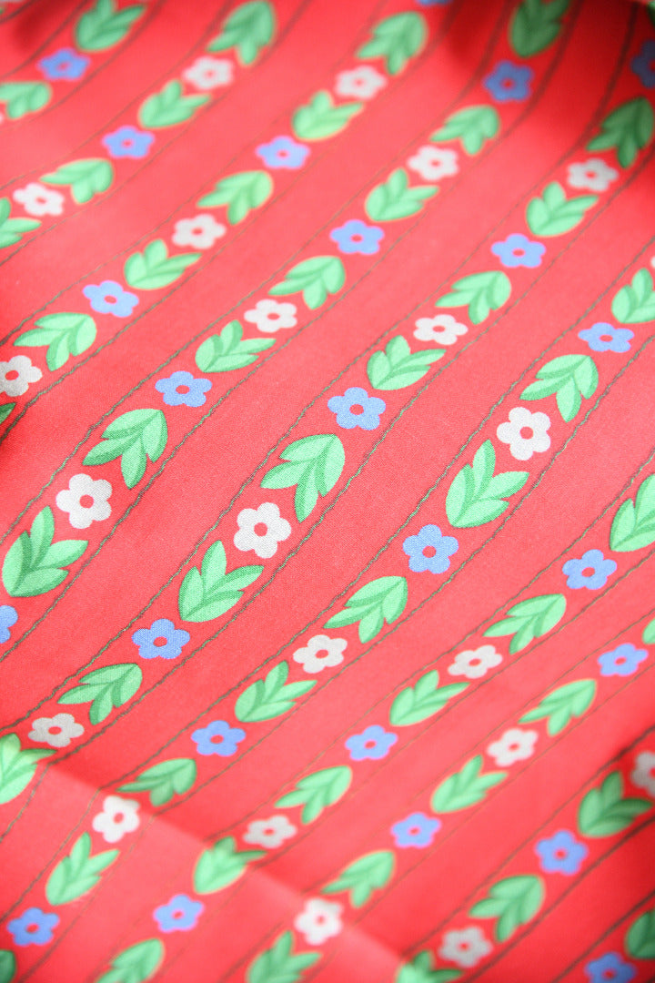 Vintage Laura Ashley Red Floral Stripe Fabric