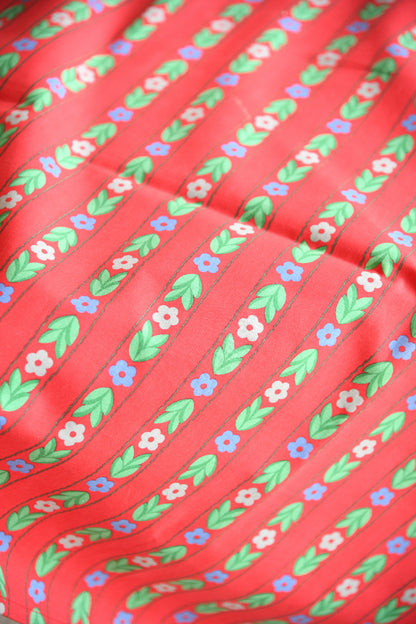 Vintage Laura Ashley Red Floral Stripe Fabric