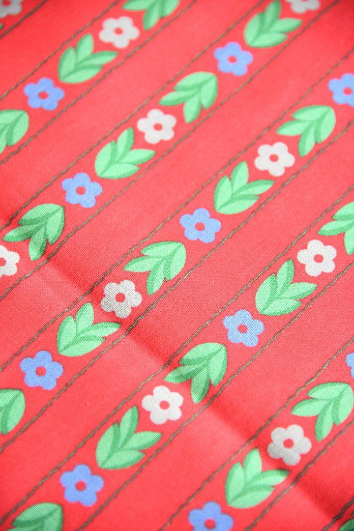 Vintage Laura Ashley Red Floral Stripe Fabric