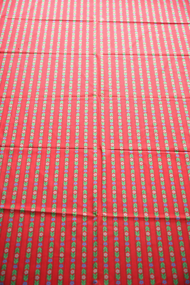 Vintage Laura Ashley Red Floral Stripe Fabric