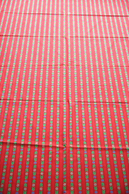 Vintage Laura Ashley Red Floral Stripe Fabric
