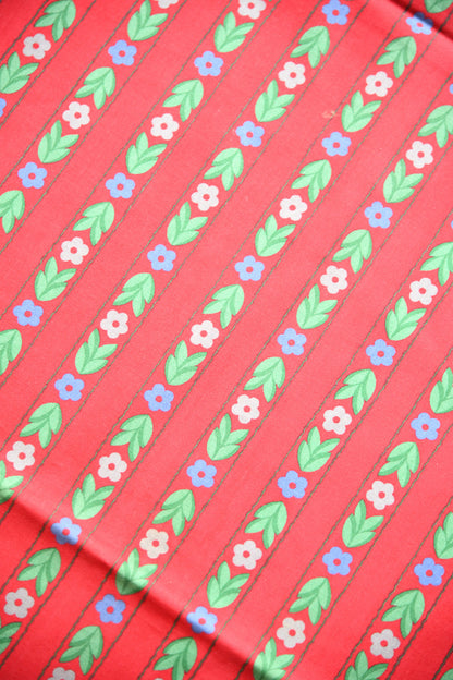 Vintage Laura Ashley Red Floral Stripe Fabric