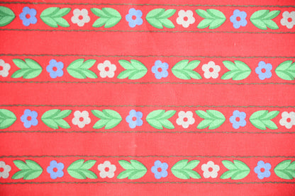 Vintage Laura Ashley Red Floral Stripe Fabric