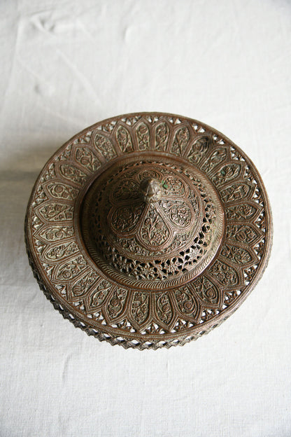 Kashmiri Pierced Copper Lidded Dish
