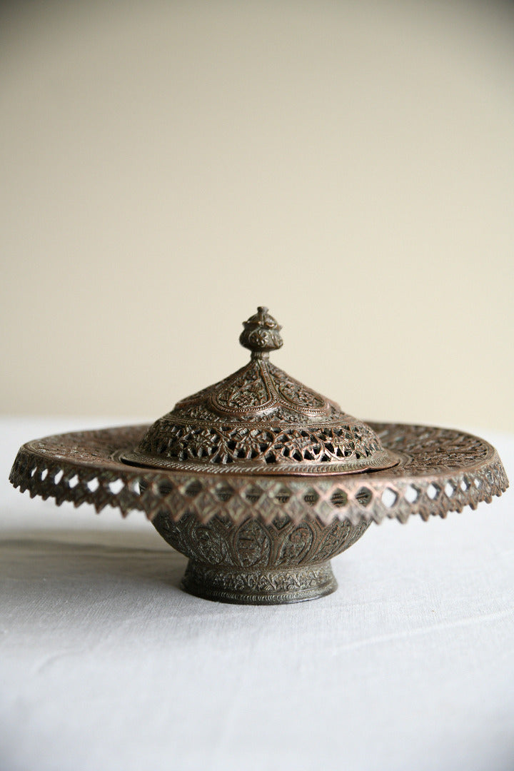 Kashmiri Pierced Copper Lidded Dish