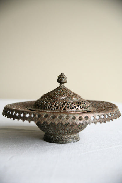 Kashmiri Pierced Copper Lidded Dish