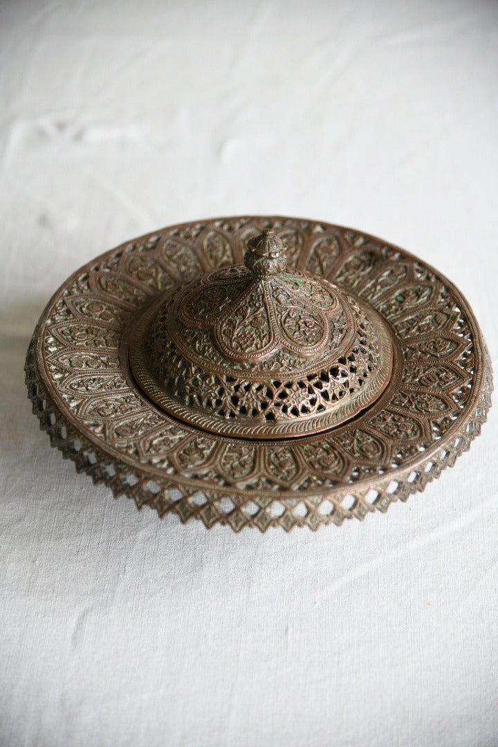 Kashmiri Pierced Copper Lidded Dish