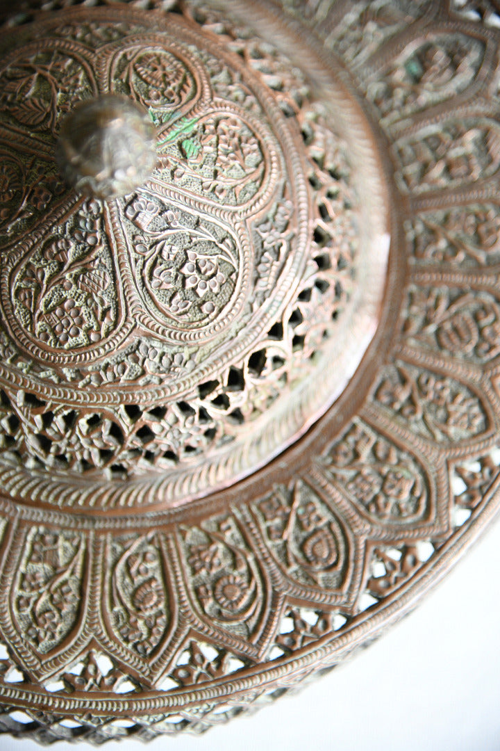 Kashmiri Pierced Copper Lidded Dish