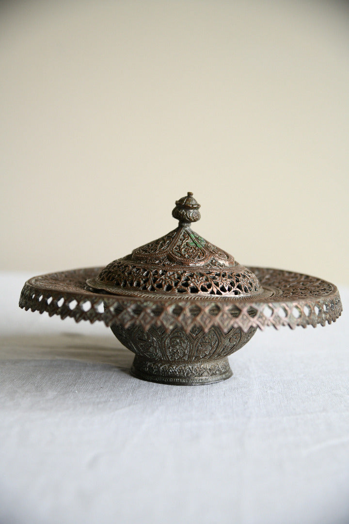 Kashmiri Pierced Copper Lidded Dish