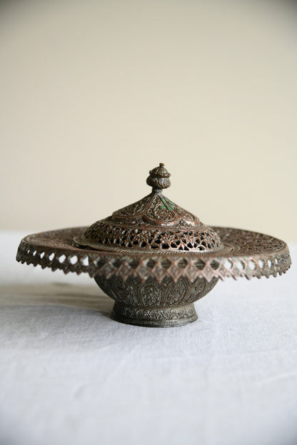 Kashmiri Pierced Copper Lidded Dish