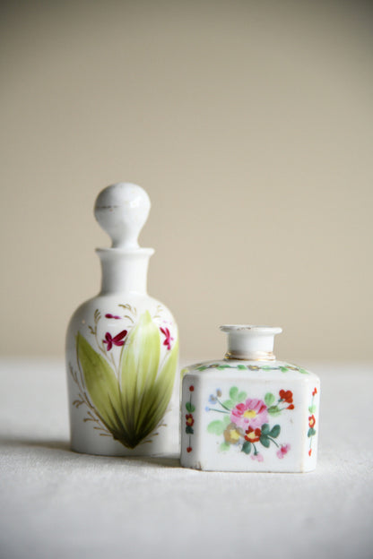 Antique Floral Porcelain Scent Bottles