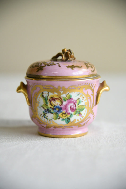 Antique Pink Porcelain Floral Lidded Pot
