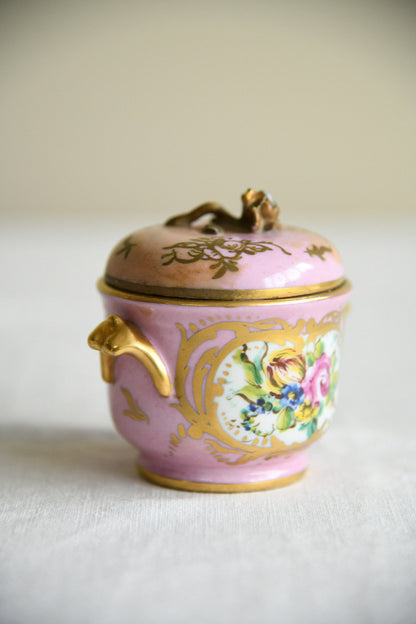 Antique Pink Porcelain Floral Lidded Pot