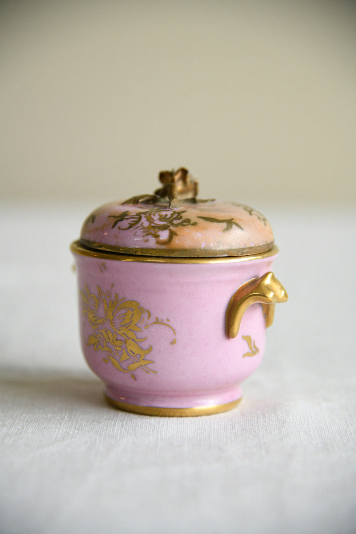 Antique Pink Porcelain Floral Lidded Pot