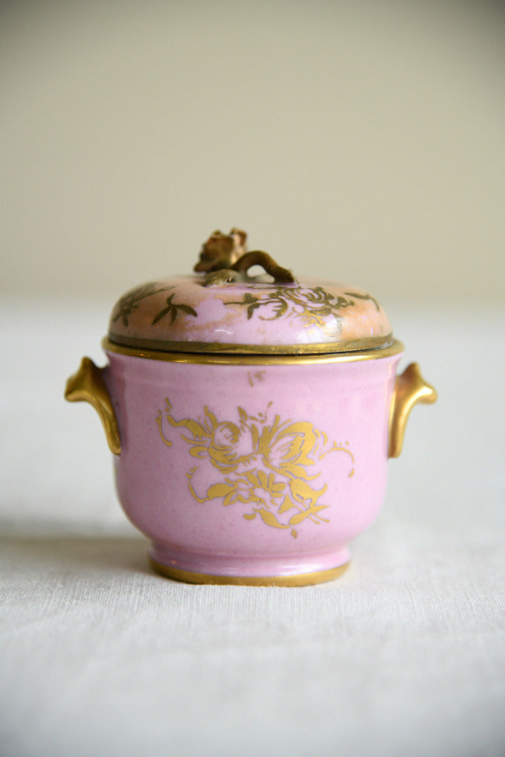 Antique Pink Porcelain Floral Lidded Pot