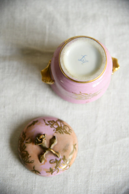Antique Pink Porcelain Floral Lidded Pot