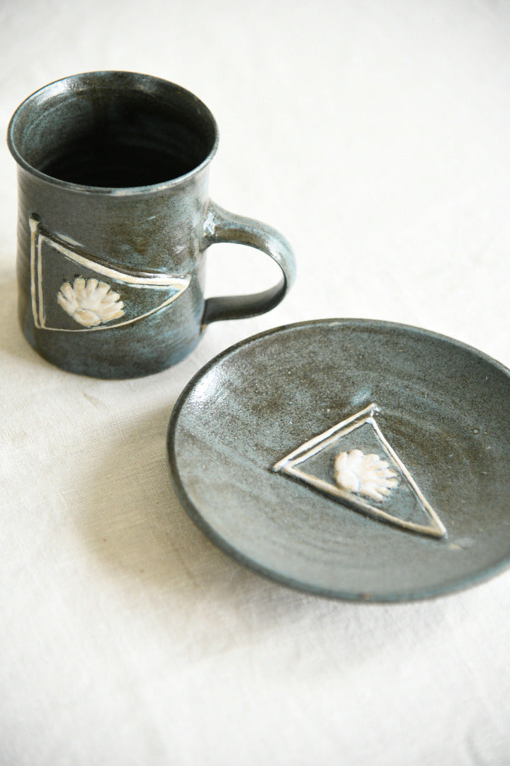 Studio Pottery Mug and Plate Set