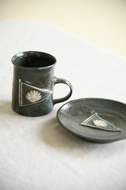 Studio Pottery Mug and Plate Set