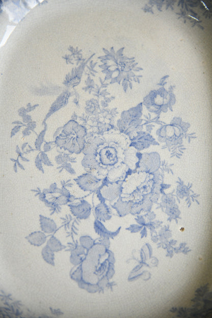 19th Century Blue and White Transferware Meat Platter