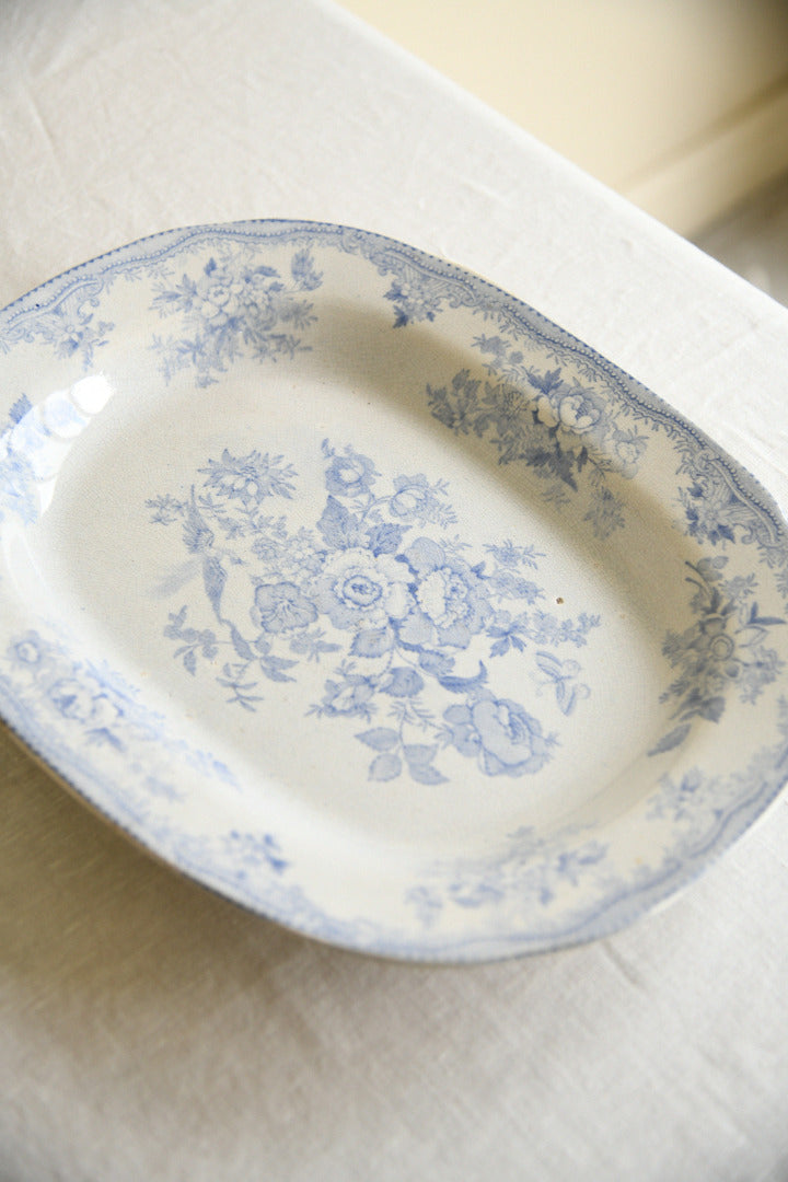 19th Century Blue and White Transferware Meat Platter