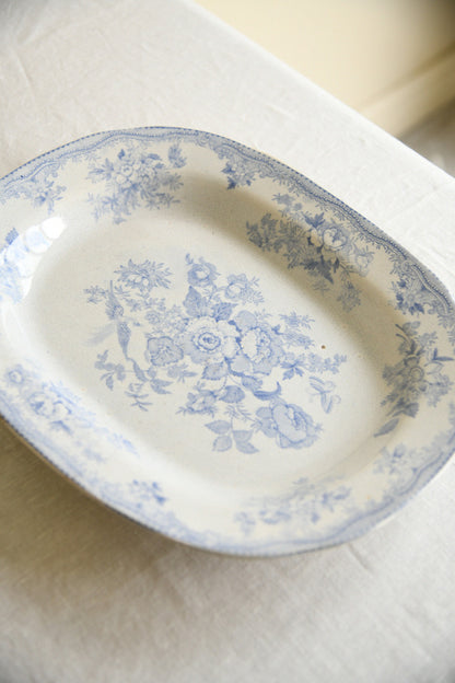 19th Century Blue and White Transferware Meat Platter