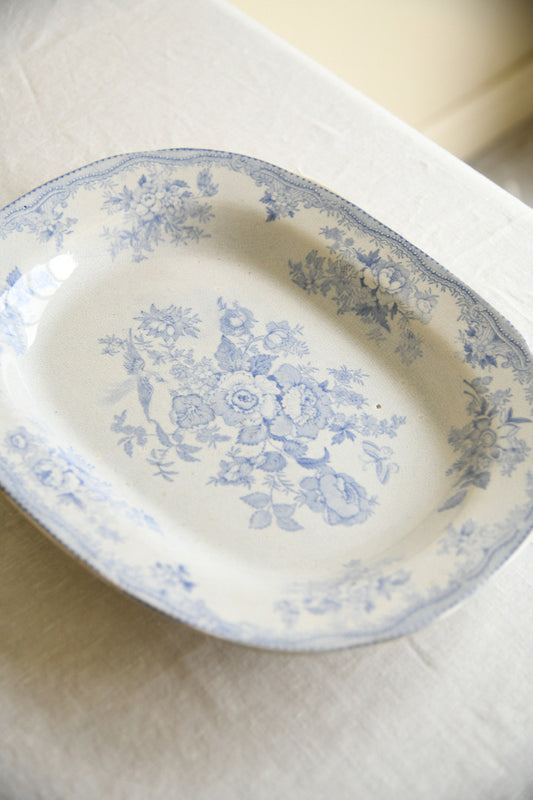 19th Century Blue and White Transferware Meat Platter