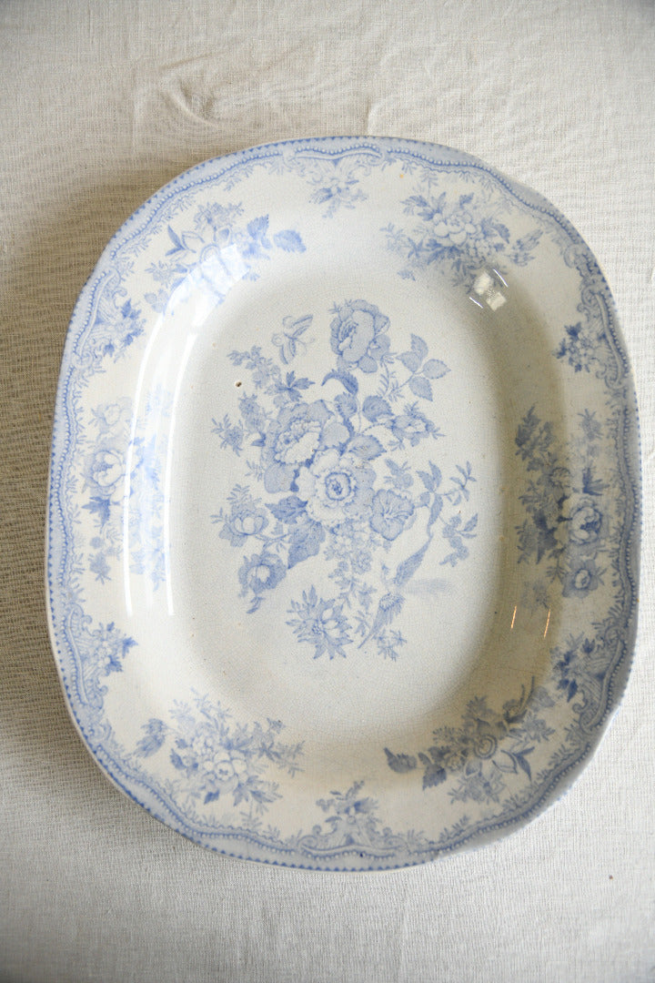 19th Century Blue and White Transferware Meat Platter