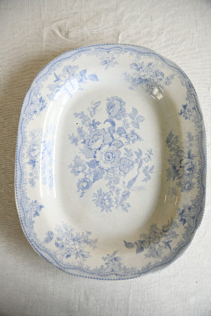 19th Century Blue and White Transferware Meat Platter