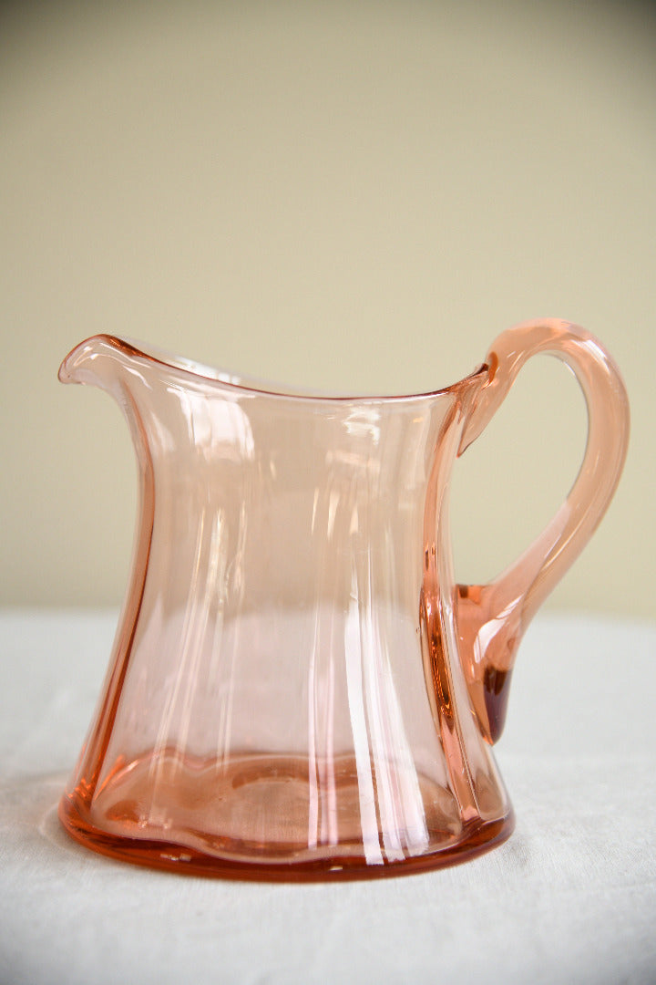 Large Vintage Hand Blown Peach Pink Glass Jug