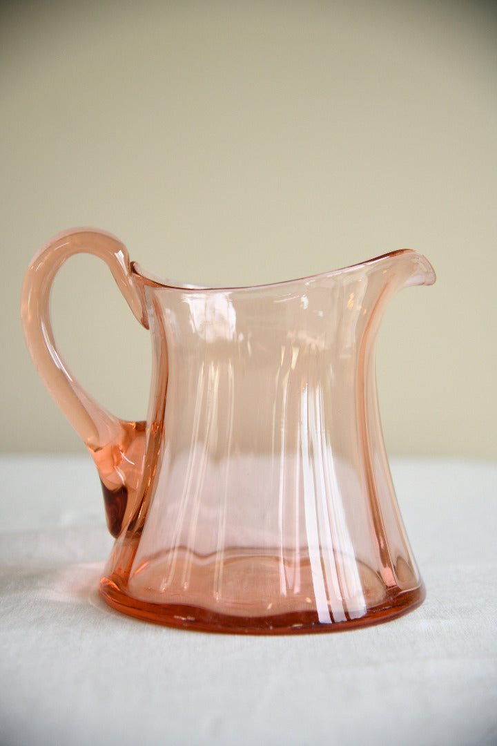 Large Vintage Hand Blown Peach Pink Glass Jug
