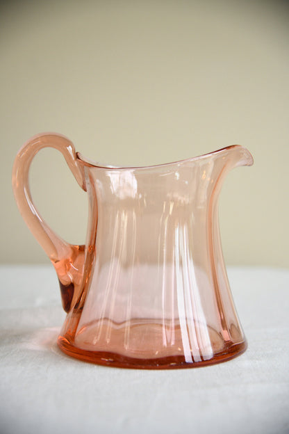 Large Vintage Hand Blown Peach Pink Glass Jug