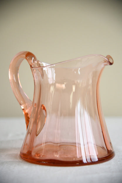Large Vintage Hand Blown Peach Pink Glass Jug