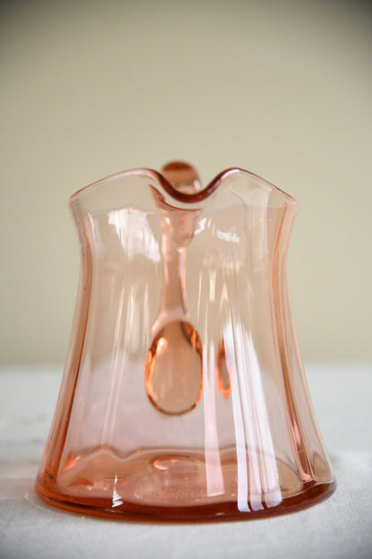 Large Vintage Hand Blown Peach Pink Glass Jug